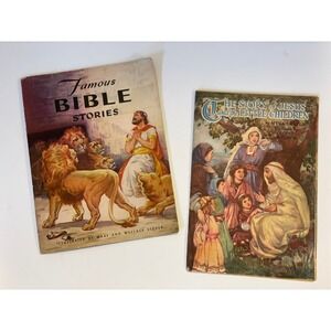 Vintage Illustrated Bible Stories Book Set – 1944 Collectible